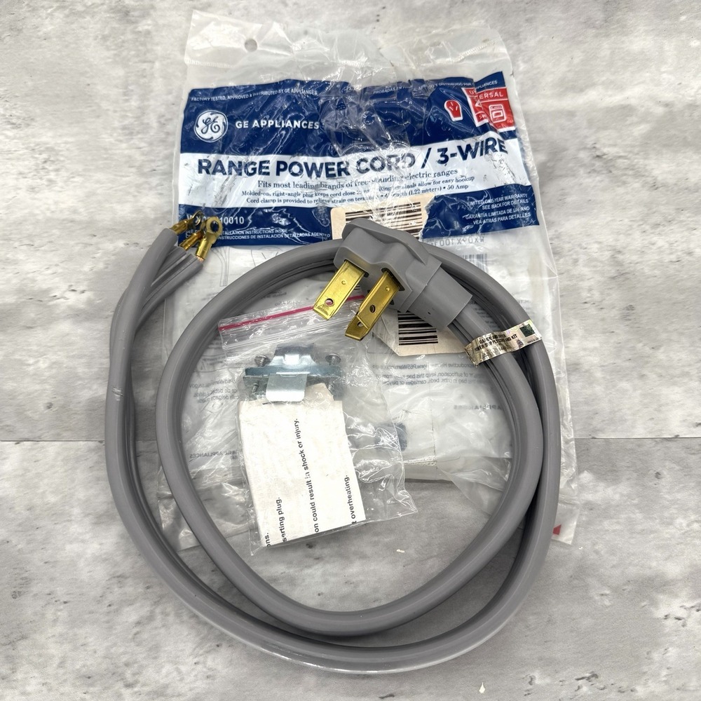New General Electric GE 5' Gray Universal 3 Wire Range Power Cord WX09X10011